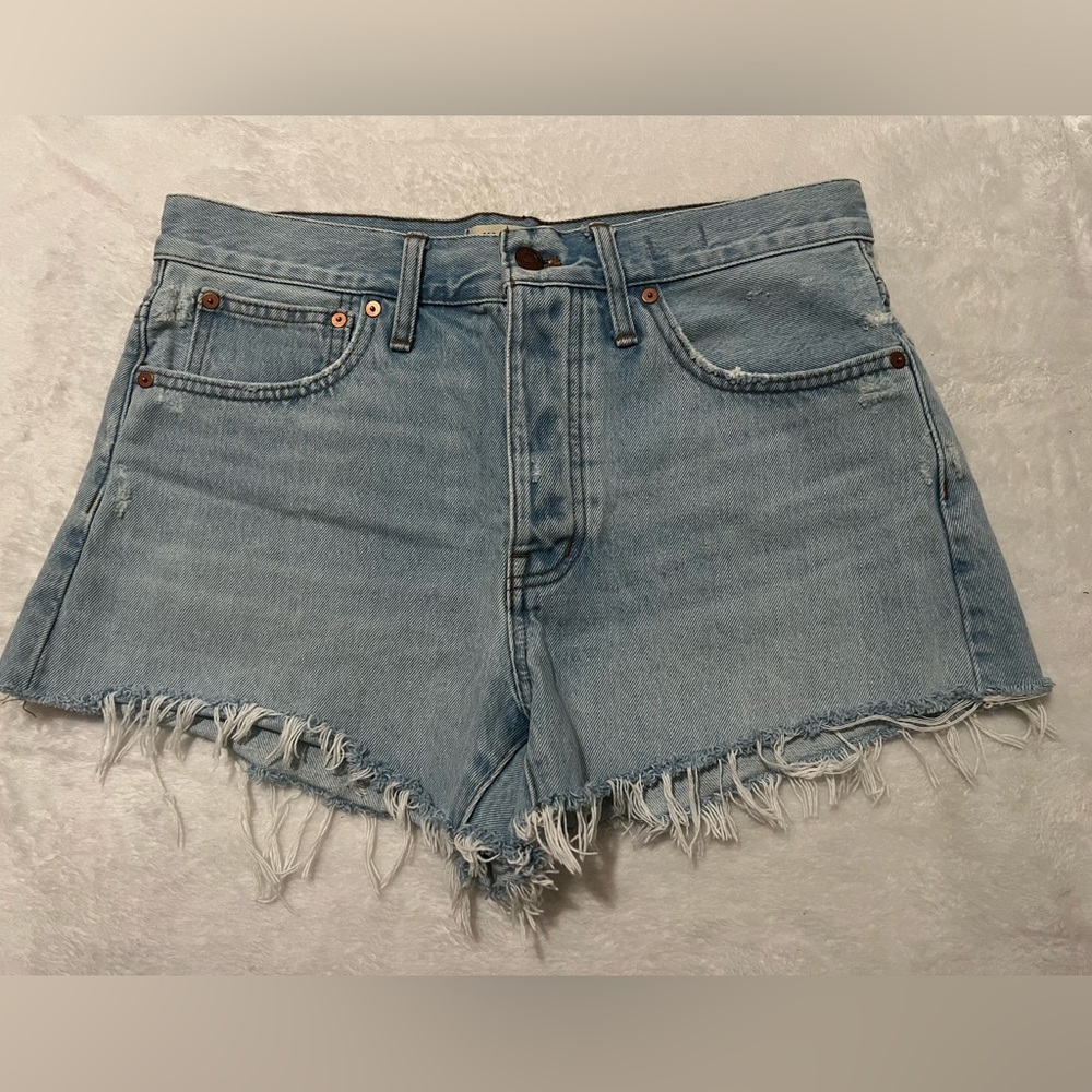 Madewell Relaxed Denim Short Women's 27 Blue Raw Hem